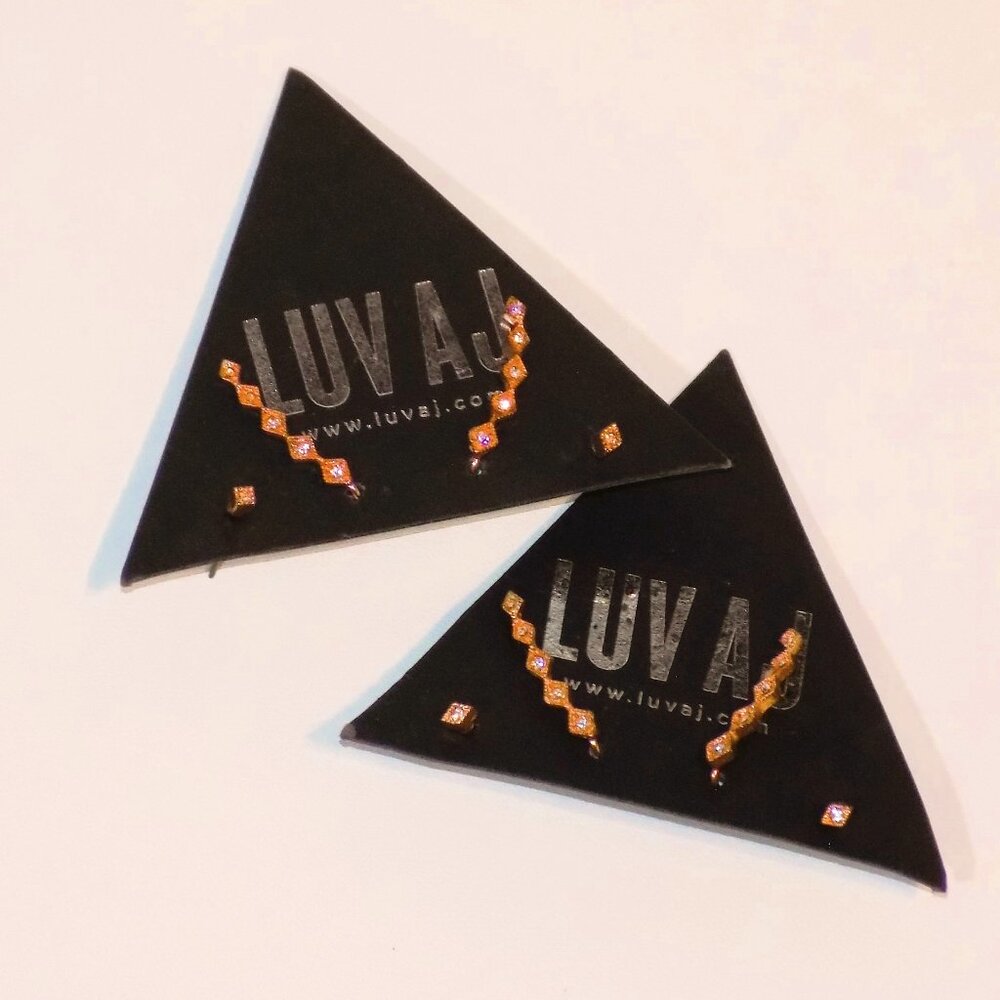 Lot of 2 New Luv AJ Diamond Kite Climber & Stud Crystal Earring Sets Rose Gold